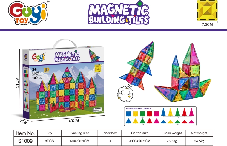 Magnetisches Konstruktionsspielzeug mit 100 Teilen