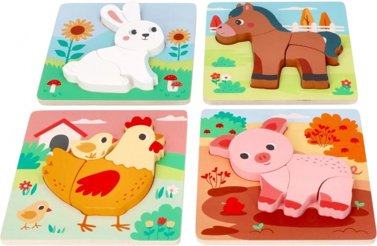 Set aus 4 Holzpuzzles – Bauernhof