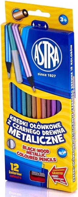Astra Metallic-Buntstifte 12 Stk. mit Anspitzer