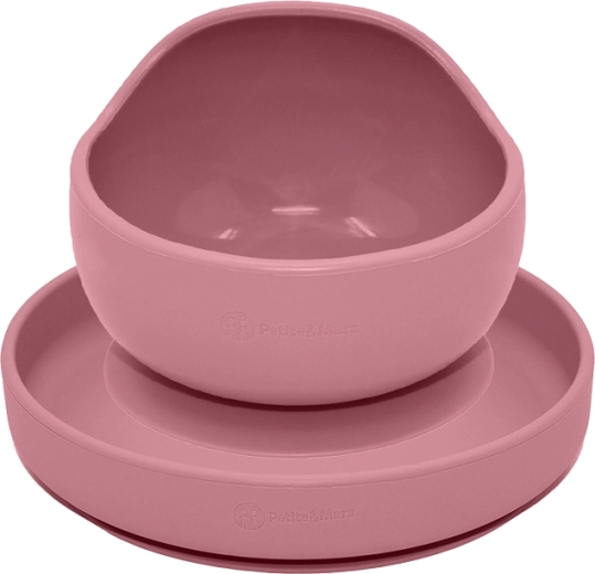 Petite&Mars Silikon-Essset Take&match, Teller und Schüssel, dusty rose, 2 Stk. (6 M+)