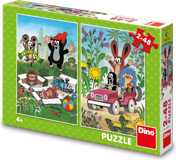 Dino Puzzle Der kleine Maulwurf – fröhliche Abenteuer 2×48 Teile
