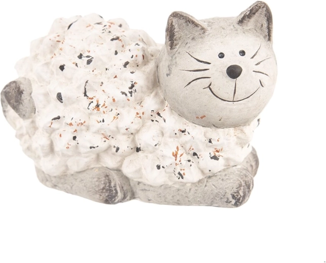 Dekorative Katzenfigur aus Polyresin, Beige, 16 × 10 × 11 cm