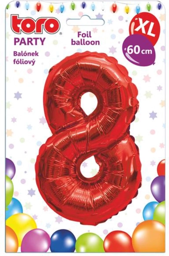 Folienballon Zahl 8, 60 cm, rot