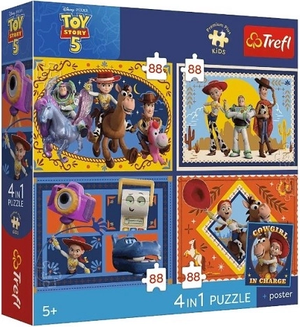 Trefl Premium Plus Kinderpuzzle 4-in-1 Uhr Spielzeug 4×88 Teile