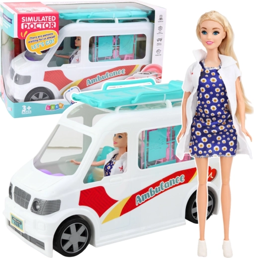 Mobile 2-in-1-Rettungsambulanz mit Verwandlung in Krankenhaus und Arztpuppe