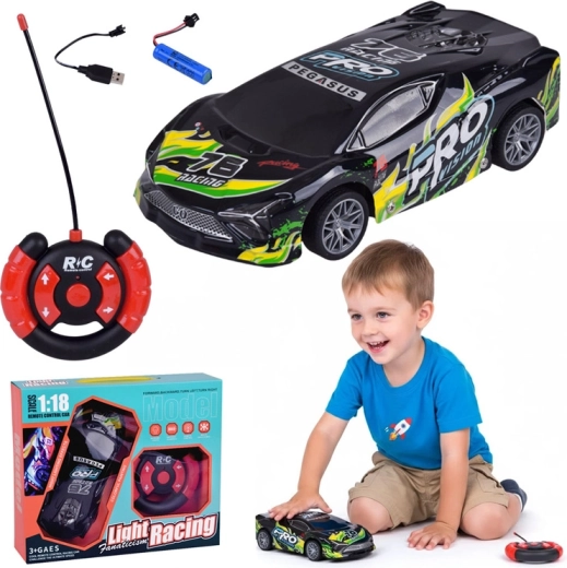 RC-Sportwagen mit beleuchtetem Karosserie-Body 1:18 – Grün