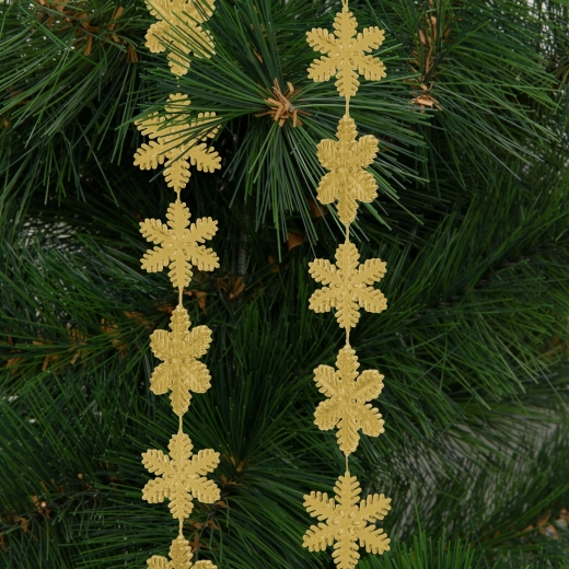 Weihnachtsgirlande mit Schneeflocken, 2,7 m, goldfarben
