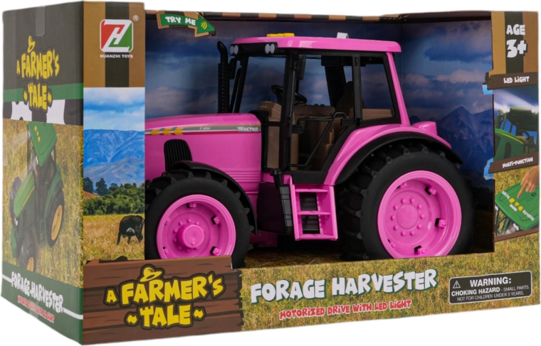 Rosa Traktor mit Licht- und Soundfunktion