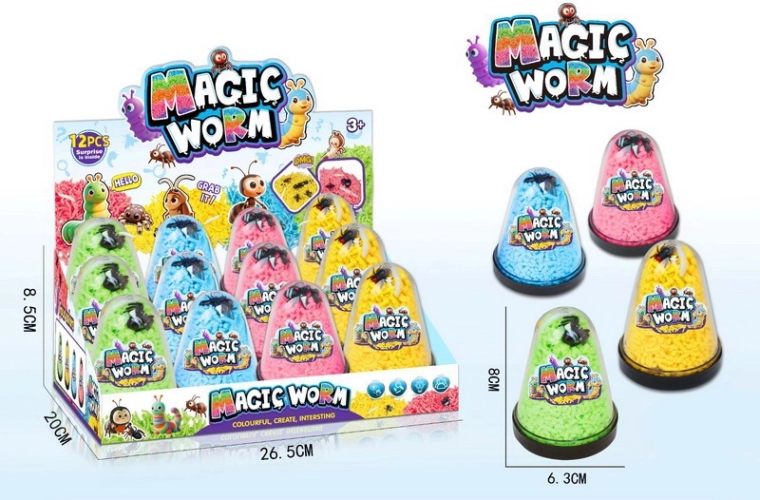Würmchen – Set aus Gummihandspielzeugen, 12 Stk., verschiedene Farben