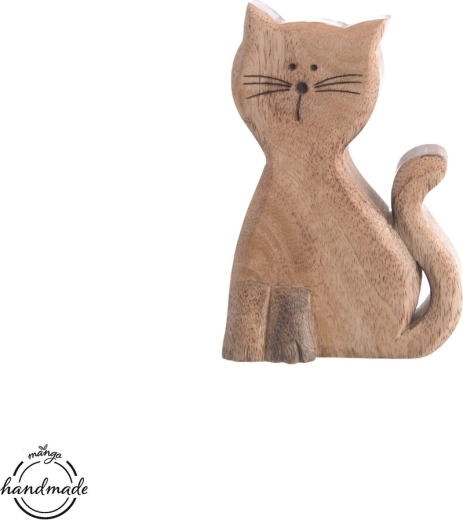 Holzdekoration Katze Mango micka 15 cm – 1 Stück