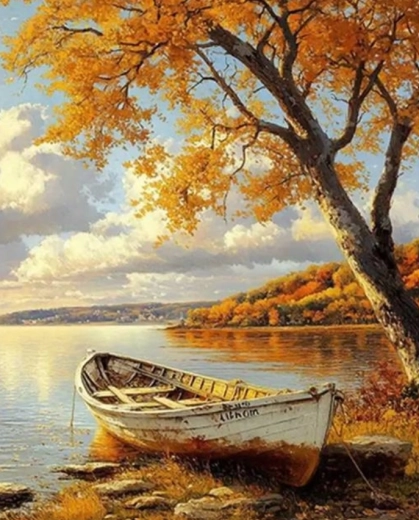 Diamantmalerei Boot am Ufer 30 × 40 cm