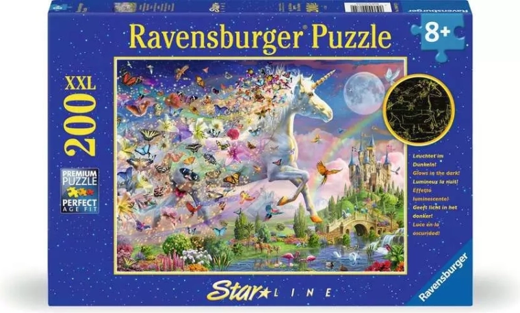 Ravensburger leuchtendes Puzzle Schmetterlings-Einhorn XXL, 200 Teile