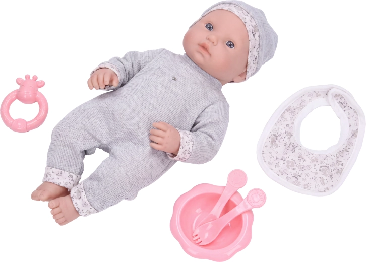Babypuppe mit Essensset, 35 cm