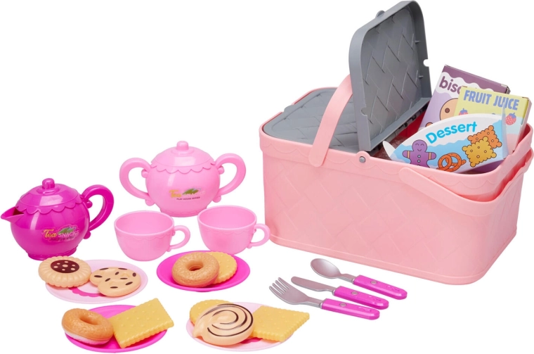 Picknickkorb mit Zubehör, 24-teiliges Set aus Kunststoff