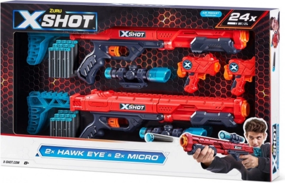 Set aus X-Shot Excel Hawk Eye und Micro Blastern
