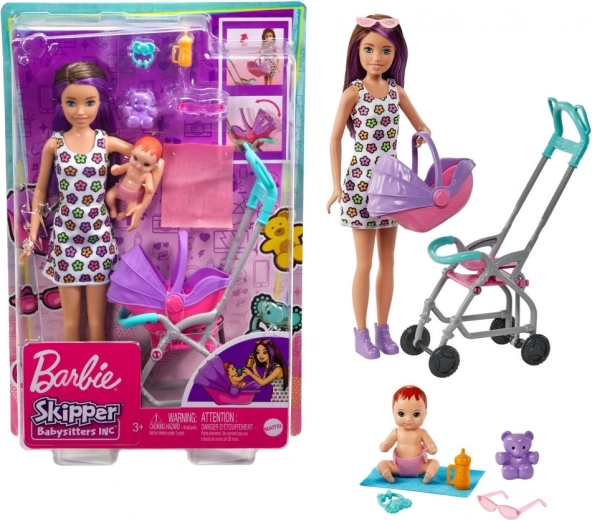 Barbie Skipper Babysitter – Kinderwagen mit Baby und Zubehör