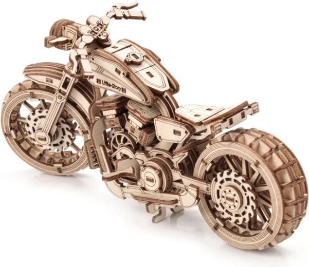 Detailreiches Motorradmodell aus Holz