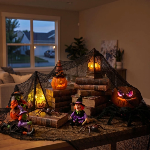 Halloween-Vorhang aus schwarzem Textil