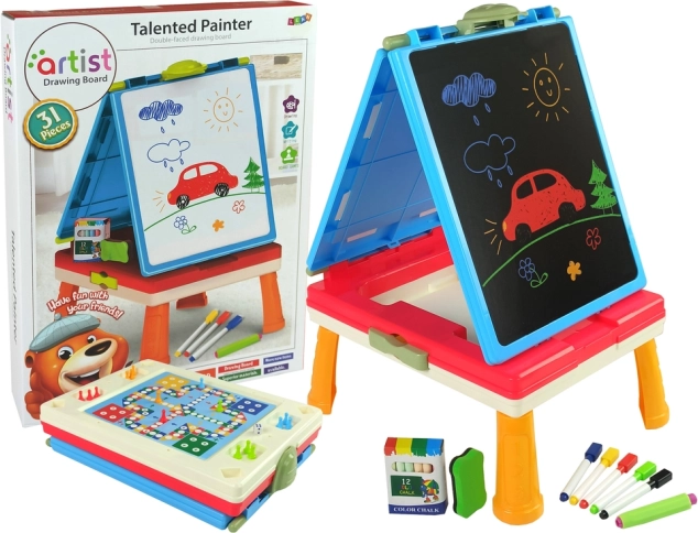 Kindertisch 3-in-1 Magnet- und Kreidetafel Blau