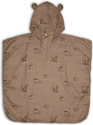 NuuRo Flor Musselin-Poncho mit Kapuze Carnival Train 1–2 Jahre