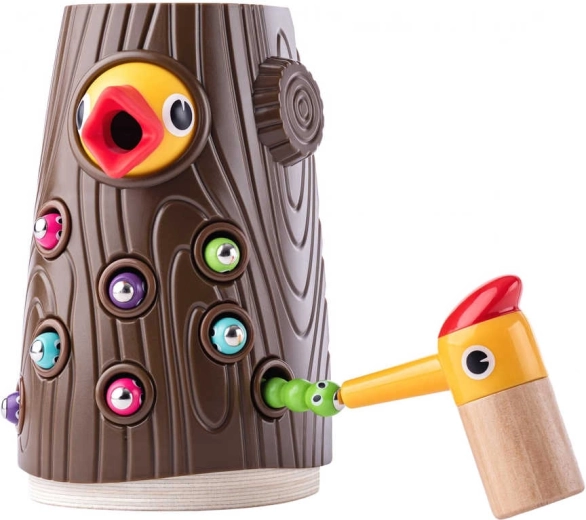 WOODY magnetisches Holzspiel Specht – Würmer herausziehen