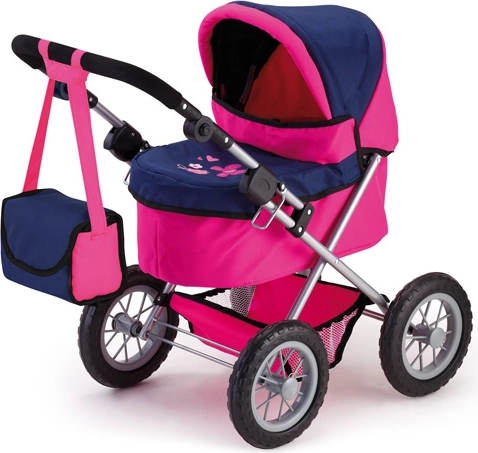 Tiefer Puppenwagen für Kinder Bayer Trendy rosa-dunkelblau - 1 Stück
