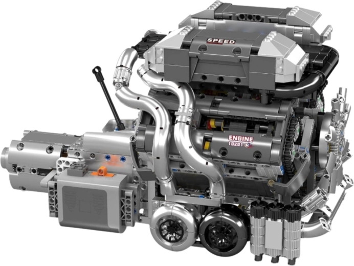 Realistischer V8-Motor mit Getriebe