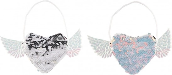 Herztasche mit Flügeln und Pailletten