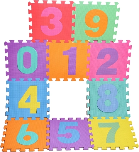 Schaumstoff-Bodenpuzzle mit Zahlen, 10 Stk., 29 × 29 cm