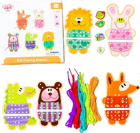 Holz-Fädeltiere 5-in-1 TOOKY TOY