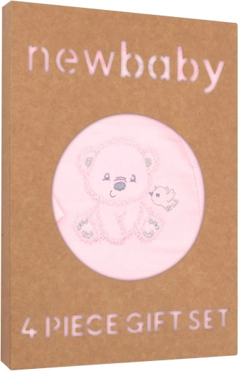 Baby-Geschenkset „New Baby Sweet Bear“, rosa, 4-teilig – Rosa 53584