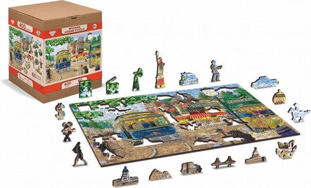 Holzpuzzle WOODEN CITY Doppelseitig Viktorianische Straße 2-in-1, 200 Teile