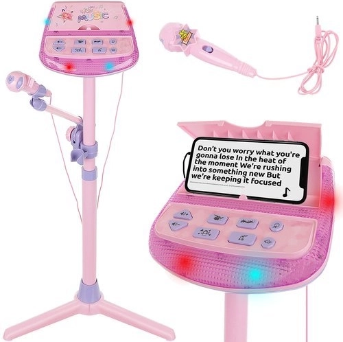 Kinder pinkfarbenes Karaoke-Mikrofon auf Ständer
