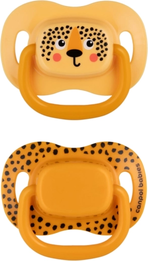 Canpol babies Set symmetrischer Silikon-Schnuller Mountains 0–6 Monate, 2 Stk. – Orange