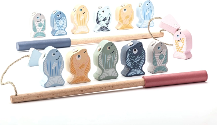 Cubika Pastell Angeln – hölzernes magnetisches Spiel für Kinder, 14 Teile