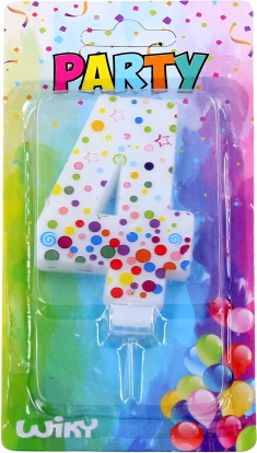 Party-Tortenkerze Zahl 4 mit Punkten