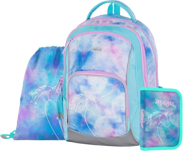 Schulset 3-tlg. OXY GO Unicorn – Rucksack, Beutel und Federmäppchen