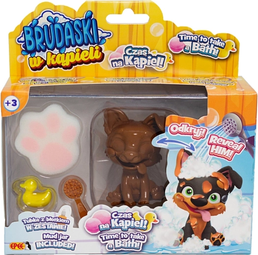 Badehündchen mit Schlamm – Corgi weiß‑gelb, wiederholt abwaschbares Spielzeug