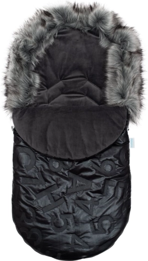 New Baby luxuriöser Winterfußsack mit Fellbesatz, schwarz