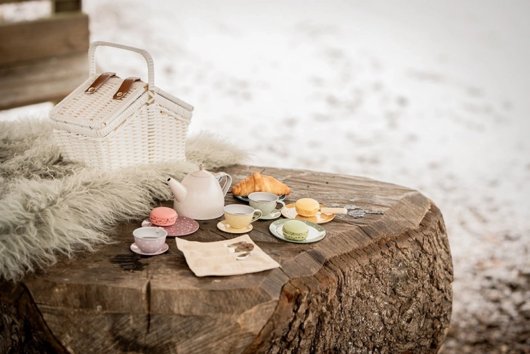 Tragbarer Korb für ein Tee-Picknick