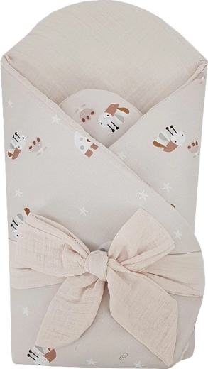 EKO Musselin-Puckdecke mit herausnehmbarer Kokoseinlage Bees, beige 75 × 75 cm