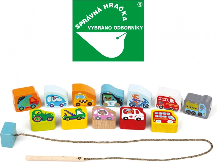 Cubika Holz-Ziehfäden Fahrzeuge