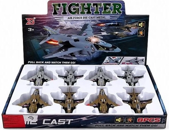 Militärflugzeug 15 cm mit Licht und Sound – 1 Stück