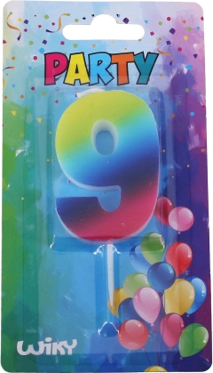 Partykerze Nummer 9 Regenbogen