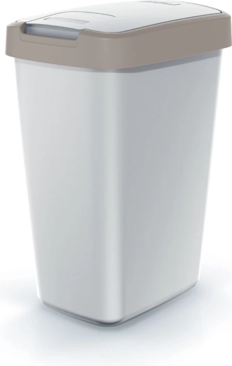 Mülleimer Compacta Q Flap 12 l, aschgrau mit hellbraunem Deckel