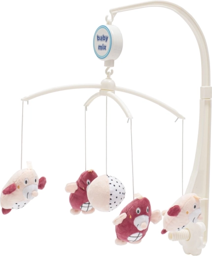 Baby Mix Mobile über dem Bettchen, Maulwürfe, rosa