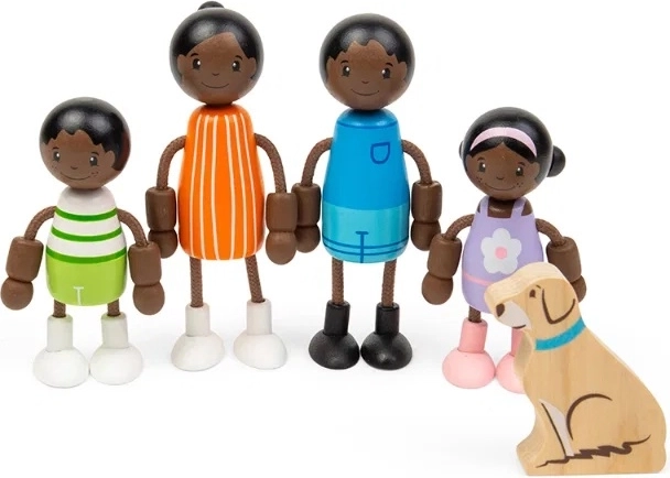 Tidlo Holzpuppen fürs Puppenhaus – afrikanische Familie