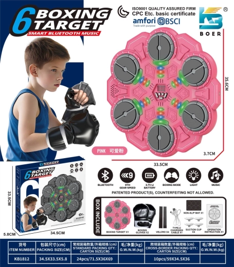 Kinder-Boxtrainingswand mit Licht, Sound und Bluetooth
