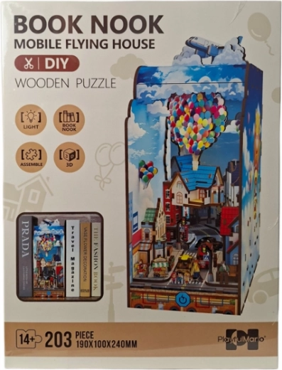 Holzpuzzle 3D Book Nook – Fliegendes Haus mit LED-Beleuchtung