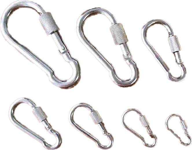 Stahlkarabiner mit Sicherungsmutter 70 mm, verzinkt, Tragkraft 180 kg (10 Stk.)